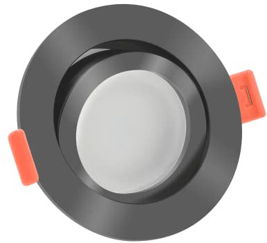 luxvenum Smart Home LED Einbaustrahler 24V 6W - 1x dimmbare LED Deckenleuchte extra flach nur 25mm, 120° Abstrahlwinkel, 90 CRI, Deckenspots für Flur, Wohnzimmer, Küche, Farbe Anthrazit, 3000K