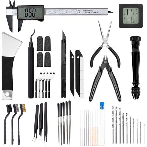 3D Printer Tool Kit Essential 3D Printer Tools for Removing, Smoothing, Finishing, Cleaning, Deburring, Craving, Measuring, Drilling 3D Printer Accessories for Bambu Lab, Ender3-Finishing