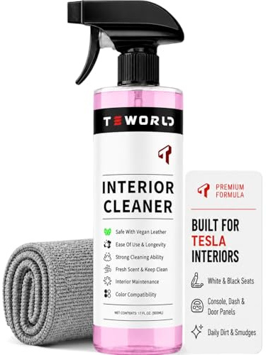 Tesla - Removedor de manchas y limpiador de asientos, biodegradable, respetuoso con el medio ambiente, seguro en cuero vegano blanco y negro, productos de limpieza interior Tesla para asientos