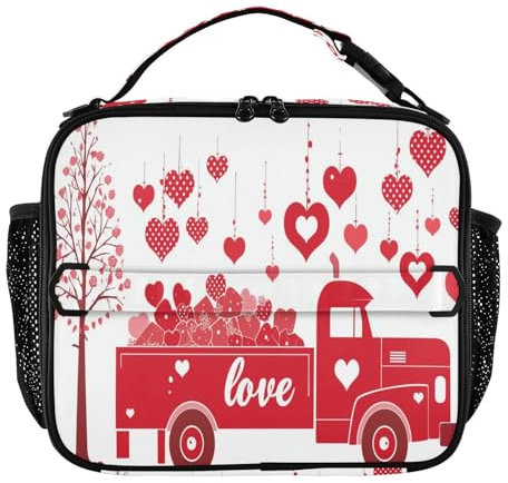 GuoChe Lonchera reutilizable impermeable para adultos, con asa, para el colegio, universidad, día de San Valentín, camión