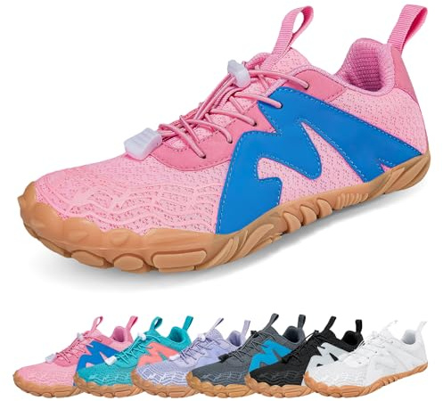 AONEGOLD Herr dam barefoot skor minimalistiska skor barfota halkfria skor för fitness lättviktsspår sko Gr36-47, A83 rosa, 39 EU