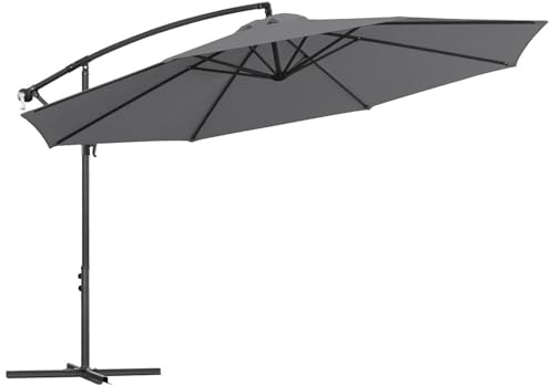 Vkechh 3.5M Parasol,Sunshade with Crank,Adjustable Tilt Angle and Height,Garden Parasol with UV Protection for Balcony,Garden,Patio,Gray