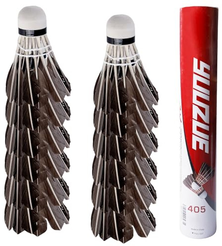 PRITOK 12 stycken badmintonbollar: Fjäderbollar av gåsfjäder kork-huvud, sportträning höghastighetsträning trädgård gåsfjäder badminton fjäderboll för utomhus och inomhussport (svart)
