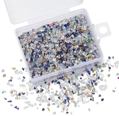 Unregelmäßige Metallsplitter, zerbrochene Glassplitter zum Basteln, Glaskies für mikroskopische Landschaftsgestaltung, Dekoration, blaue Farbgestaltung, 50 g