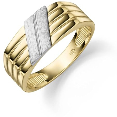 Herrenring aus 585 Gold Gelbgold und 585 Weißgold Ring für Männer