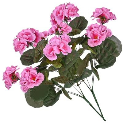 Nuyhgtr Artificial Geraniums, Artificial Plants Indoor, Fade-Resistant, Low-Maintenance, Exquisite Home Decor for Bedroom, Study, Kitchen, 14.17 inches, Purple, White, Red