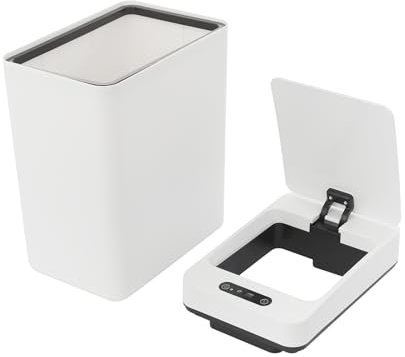 Loohacp Pattumiera automatica con sensore, pattumiera automatica con sensore, pattumiera automatica, 12 l, con coperchio e pedale, pattumiera da bagno con coperchio chiuso, ermetica, per cucina