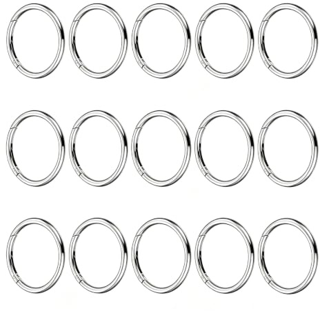 HSUYUN 15 Stück Schlüsselring Federverschluss, InnenØ 38 mm Schlüsselring Karabiner, Silberweiß Zinklegierung Schlüsselringe O-Ring, für Befestigung von Schlüsselringen, Rucksäcken