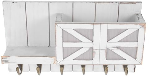 BUGUUYO Mensole Decorative Da Parete in Massello Con Gancio Appendiabiti e Ripiano Per Chiavi Soluzione Stoccaggio Per Ingresso Soggiorno Casa Colonica Bianco