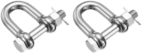 PATIKIL 2 Stück 304 Edelstahl D-Ring Schäkel, 1/2 (12mm) Marinequalität D-förmiger Schraubbolzen-Schäkel für Outdoor Boot Segelboot Kettenrigging Verschluss, Silber