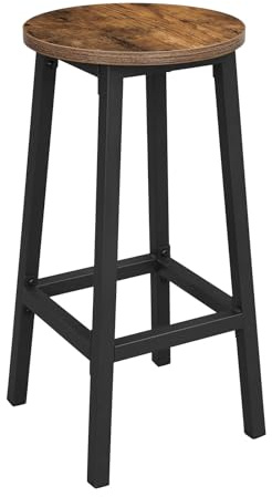 NMK HOME Sgabello Bar Marrone Rustico/Nero H65cm Poggiapiedi, 1pz