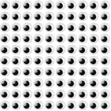 ACOLY 100 st. Wiggle Googly Eyes, svarta vita googly ögon, självhäftande lämpliga för gör-det-själv-pyssel (20 mm)