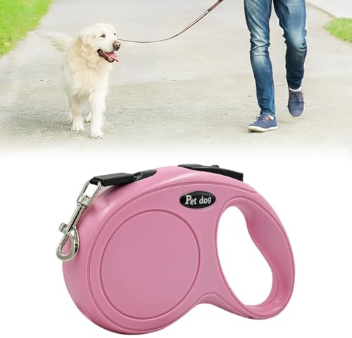 GNALIA Guinzagli Retrattili Per Cani 1 Pezzo Estensibile 5M Rosa - Per Cani Piccoli E Medi Con Collare Regolabile E Sicuro