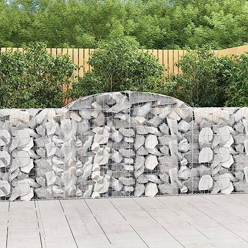 Mimdixy Flower Pot Rectangular Planters, Arched Gabion Baskets 7 pcs 300x30x100/120 cm Galvanised Iron for Vegetables, Flowers, And Plant
