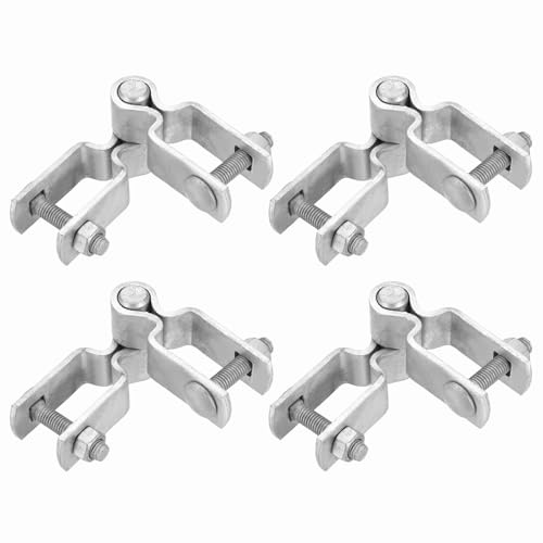 sourcing map 4 Pack Chain Link Fence Gate Post Hinge, 1 x 1 Galvanized Steel Chain Link Fence Post Hinges Heavy Duty Gate Frame Hinge with Bolts and Nuts for Outside Square Pipe