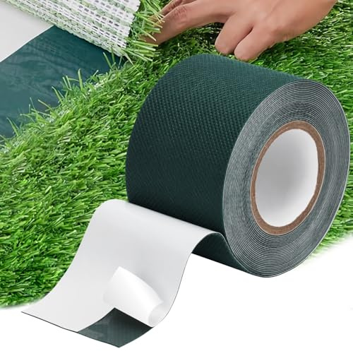 YHKJYH Bande de Jonction Gazon Synthétique Adhésif(Recto Simple, 5cmx5M) | Bande Jonction Gazon Synthétique pour le Jointage de La Fixation du Tapis de Pelouse Imperméable et Résistant aux Intempéries