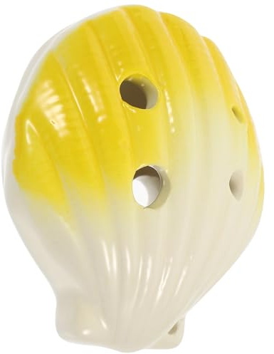 TOYANDONA Ocarina in Ceramica a 6 Fori Strumento a Fiato per Principianti Design a Conchiglia Giallo, Ocarina Creativa per e Decorazione Musicale Portatile