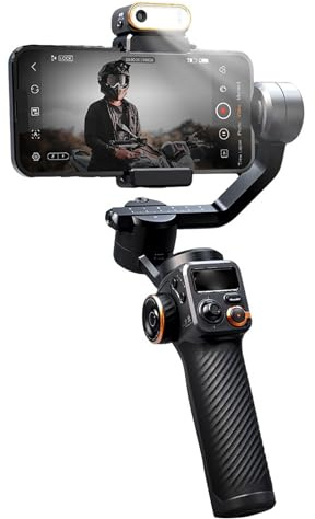 Stabilizzatore Gimbal con migliorata stabilizzazione dell'immagine a 3 assi, sensore di visione AI, rotazione di 360°, carico di 400 g e funzione di ricarica integrata per il tuo smartphone