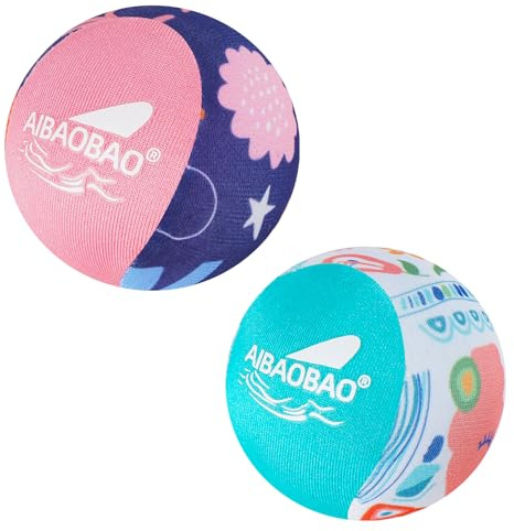 AIBAOBAO 2 Water Ball, Water Skim Balls 5.5CM, Beach & Swimming Pool Balls Toys for All Ages Adults on Summer Family Holiday, Jump Water Bounce Ball Abstract Print with Mesh Bag for Beach, Pool Games