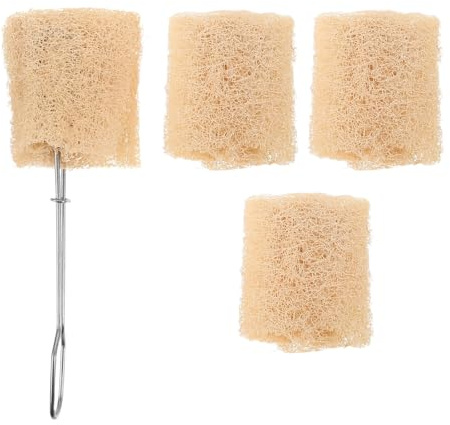 Toyvian Brosse pour Biberons en Luffa Naturel avec Tête Interchangeable X3, Goupillon Réutilisable pour Nettoyage Doux des Biberons en Verre et Plastique, Accessoire Bébé Pratique