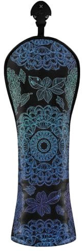 Copri mazza da golf vintage con mandala nero, per driver ibrido, in pelle PU, con etichette intercambiabili, per uomini e donne