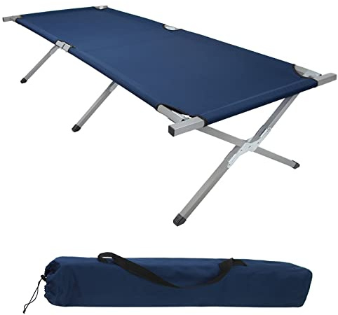 BB Sport Feldbett Klappbett Gästebett Klappbar 190x64x41 cm 180kg blau | Campingbett, Campingliege, Feldliege, Zeltbett, Faltbett, Reisebett, Karpfenliege, Bundeswehr, Militär, Tragbar, Leicht, Zelt