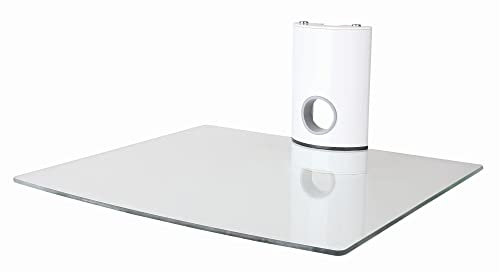 NEG HiFi-Regal Suspender 501W HiFi-Rack Konsolen-Rack Wandregal schwebend (weiß) mit großer Glas-Ablage (transparent) und Kabelmanagement-System