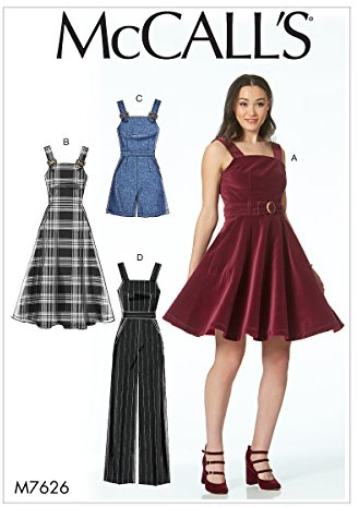 McCall 's Patterns 7626 D5 Schnittmuster Kleider, Gürtel, Strampler und Overall, Mehrfarbig