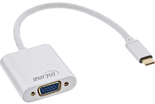 InLine 64104S 0.2m USB C VGA (D-Sub) Plata adaptador de cable de vídeo - Adaptadores de cable de vídeo (0,2 m, USB C, VGA (D-Sub), Macho, Hembra, Oro)