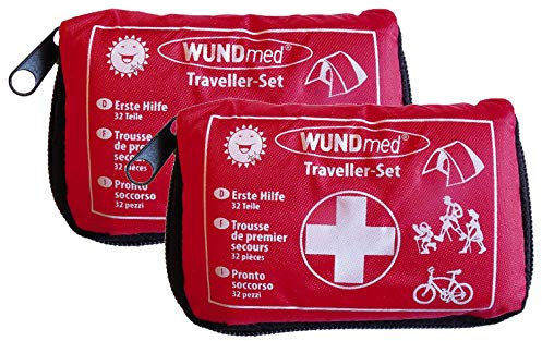 Wundmed Lot de 2 kits de premiers secours 32 pièces dans un étui pratique avec passant de ceinture
