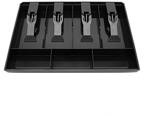 Cash Register Drawer Insert Tray with 4 Bill/3 Coin Compartments for Money Storage, Black