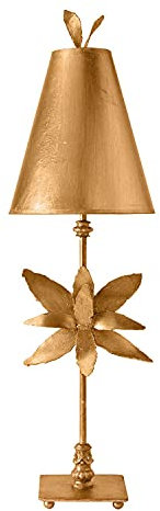 Licht-Erlebnisse Kunstvolle Bodenleuchte FIORE Blattgold klein H: 86cm florales Design Stehlampe Wohnzimmer
