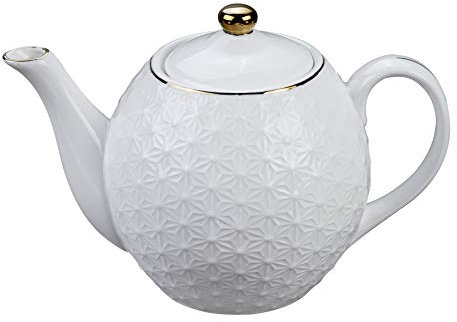 TOKYO design studio Nippon White Tee-Kanne weiß, 1,3 Liter, mit Gold-Rand an Deckel und Ausguss, asiatisches Porzellan, Japanisches Design Star
