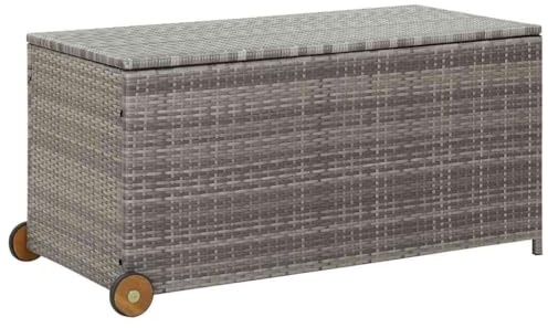 vidaXL Gartenbox Kissenbox Auflagenbox Box Aufbewahrungsbox Gartentruhe Truhe Kissentruhe Gartenmöbel Hellgrau 120x65x61cm Poly Rattan