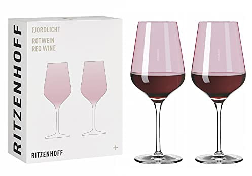 Ritzenhoff 3631003 Copa de vino tinto 500 ml - Serie Fjordlicht No. 3, 2 piezas con gradiente de color Berry - Made in Germany