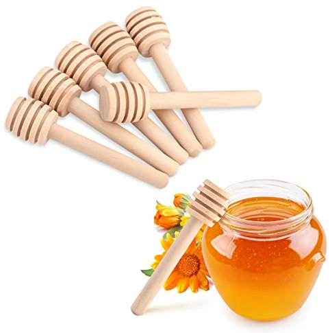 50 Pcs Cuillères à Miel Bâton en Bois,Mini Pot à Miel Distributeur Collectionner remuer Rod Stick,Portable Confiture Miel Distribution Pot pour la Fête de Mariage Collection