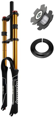 RUJIXU 26 27,5 29 Zoll MTB Fahrrad Federgabel Scheibenbremse Federweg 135mm Downhill-Gabel Zugstufeneinstellung Doppelte Schulter DH Luft Gerade 1-1/8 Ultraleicht Fahrrad Stoßdämpfer