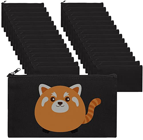 STARVAST 30 Stück DIY Blanko Stoffbeutel Schwarz Mit Reißverschluss, Klein Stoffbeutel Zum Bemalen, Kosmetiktasche zum Bemalen, Stoff Federmäppchen, Tasche Zum Bemalen Kinder - 12 x 21 cm