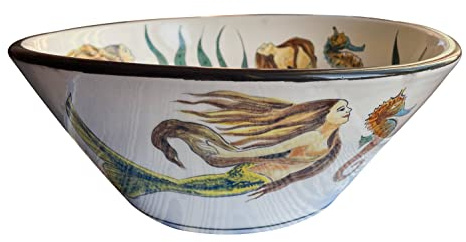 Bathroom Countertop Mermaid & Seahorse Sink Basin, Ceramic Siren Washbasin, Bath Vanity Sink, Bathroom Remodeling, Sink for Master Bathroom0001,