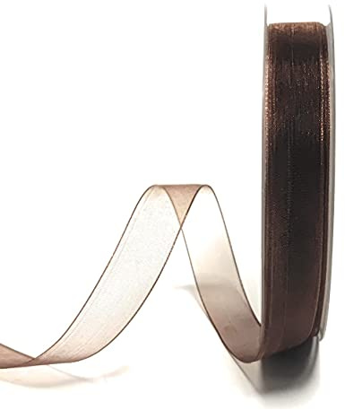s.dekoda Schleifenband 50m x 15mm Braun - Kastanie Organza Chiffon Geschenkband Organzaband [1350-132]