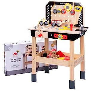 Dorjee - D3.401 - Meine Holzspielzeug-Werkbank, 71 Teile zum Basteln ab 3 Jahren.
