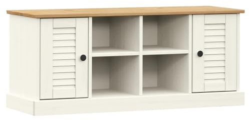 vidaXL Schuhbank VIGO Weiß 106x35x45 cm Massivholz Kiefer