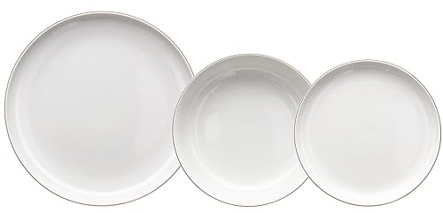 Tognana Edge - Juego de platos para 4 personas, 12 piezas, porcelana, color blanco