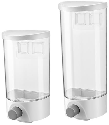 BRIGHTFUFU Depósitos De Almacenamiento Montados Pared 2 Piezas (1l 1.5l) Transparentes Dispensador Por Presión y Cierre Hermético Para Harina y Granos Cocina
