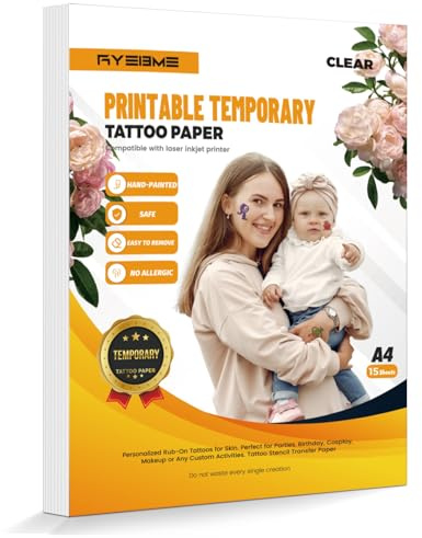 Ryebme Tattoo Folie Zum Bedrucken, Printable Temporary Tattoo Paper A4x15 | Temporäres tattoo selbst drucken, Tattoo folie bedruckbar, Abzieh tatoo folie tintenstrahl, Transparent