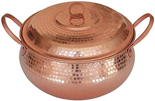 YIHANSS Tontopf, Keramik-Eintopf, Auflauf, handgefertigter Kupfer-Suppentopf, Suppentopf, Eintopf-Auflauf mit Deckel, offenes Feuer, Kochgeschirr (Farbe: 4,75 Quart)