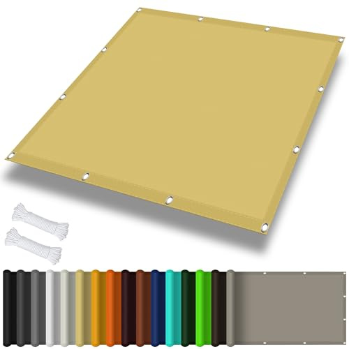 Vela Ombreggiante 1.5 x 4 m Impermeabile, Rettangolare Tenda da Sole Privacy con Occhielli 185gGSM Oxford per Arredo Esterno Giardino, Color Crema
