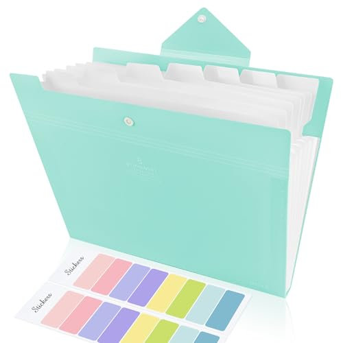 Dokumentenmappe A4 Mit 8 Fächer, Ordnersystem Document Folder Mit Druckknopf, Zum Abheften Ordnungsmappe Pultordner Mit Gummizug Für Schule Bürobedarf