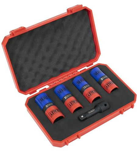 Sealey Alloy Wheel Sockets - Sleeved - Inc 1/2 Sizes for Swollen Nuts Caps