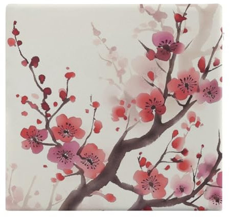 YKUDBN Quadratisches Kissen, japanischer Frühlings-Pflaumen-Blumendruck, Memory-Schaum-Kissen, vielseitiges Kissen, Heimdekoration, weiches Stuhlkissen, belastbares Kissen